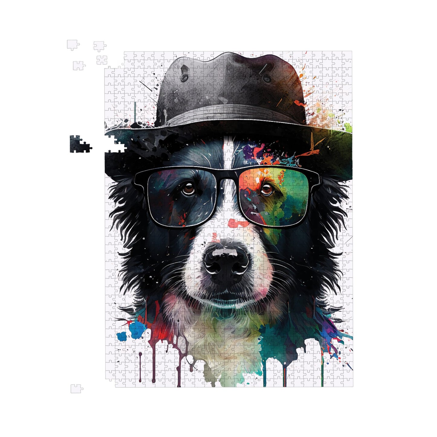 Border Collie Dog Splashart Jigsaw Puzzle