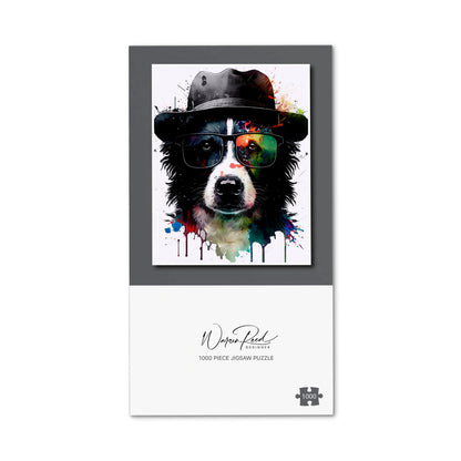 Border Collie Dog Splashart Jigsaw Puzzle