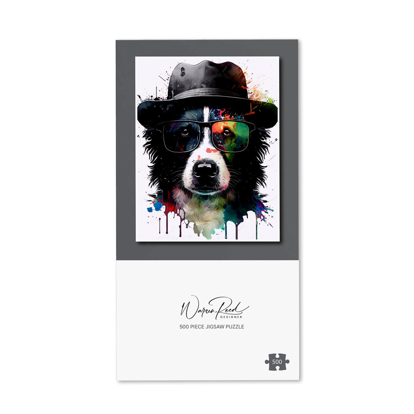 Border Collie Dog Splashart Jigsaw Puzzle