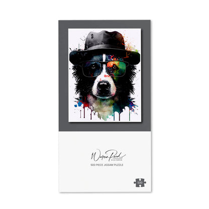 Border Collie Dog Splashart Jigsaw Puzzle