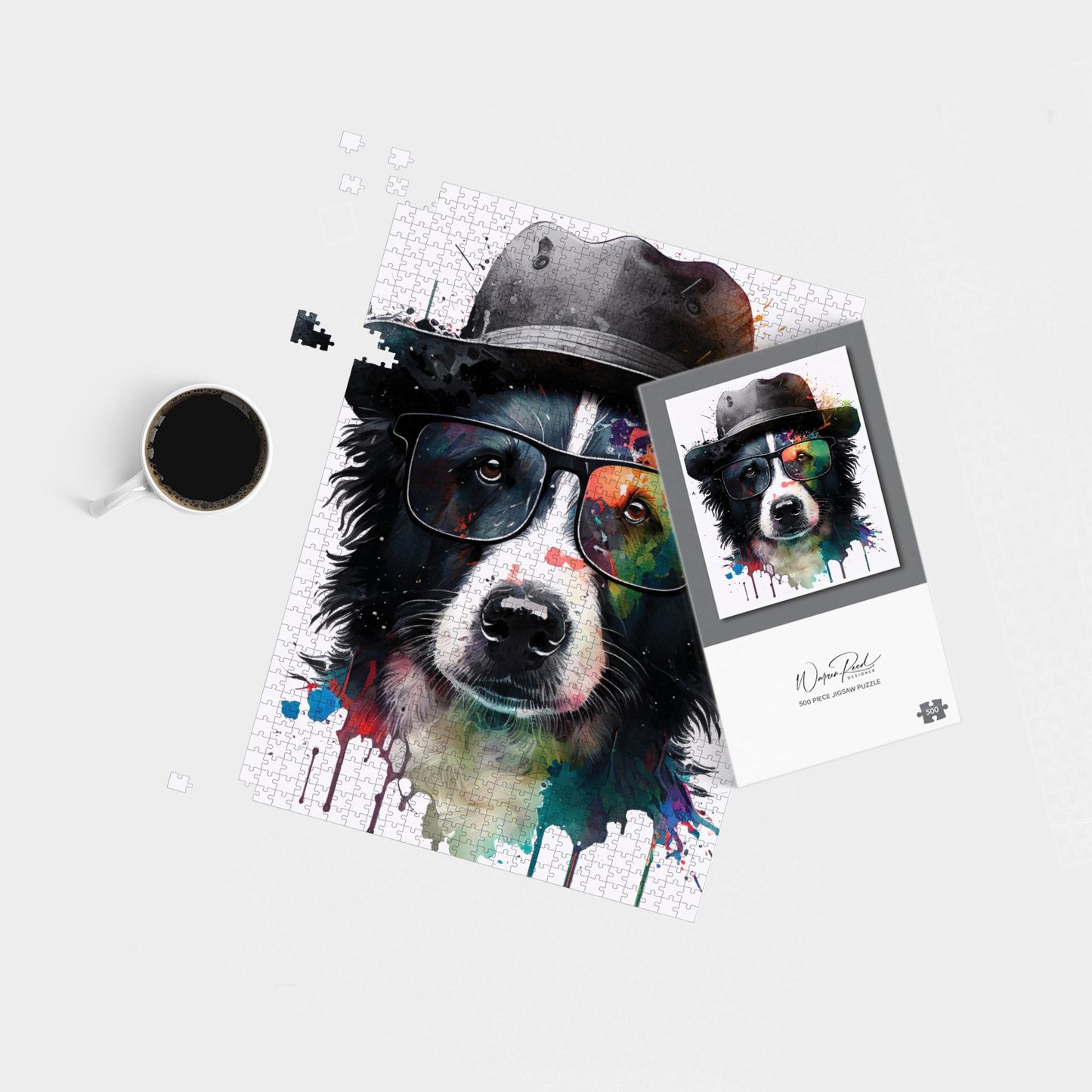 Border Collie Dog Splashart Jigsaw Puzzle