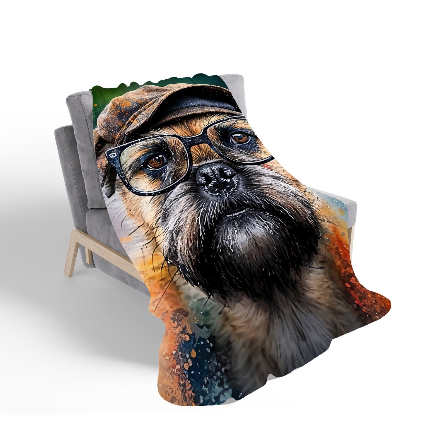 Border Terrier Dog Splashart Sherpa Blanket