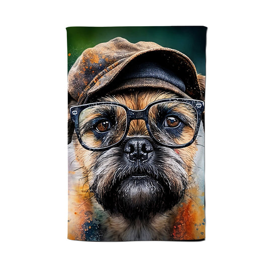Border Terrier Dog Splashart Tea Towel