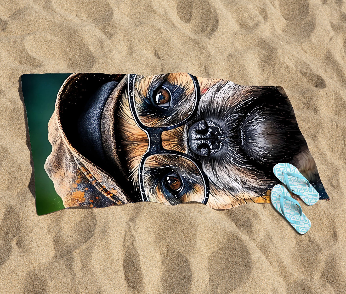 Border Terrier Dog Splashart Beach Towel