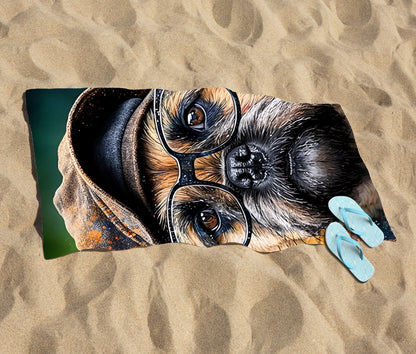 Border Terrier Dog Splashart Beach Towel