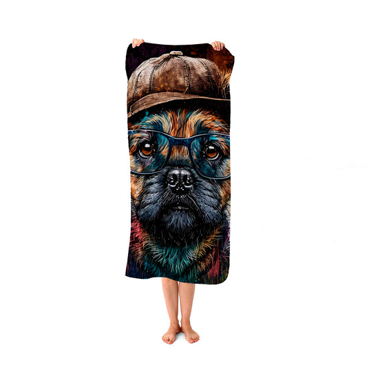 Border Terrier Dog Face Splashart Beach Towel