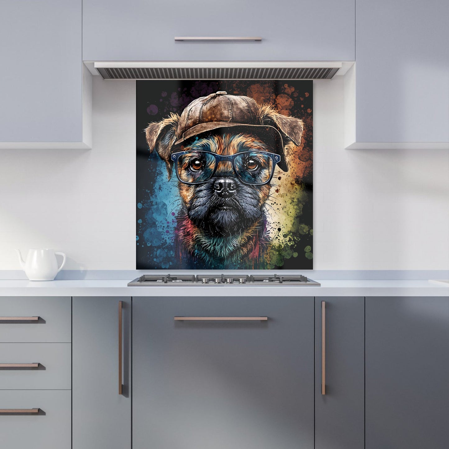 Border Terrier Dog Face Splashart Kitchen Splashback