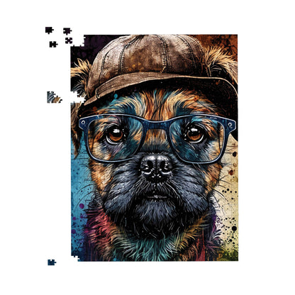 Border Terrier Dog Face Splashart Jigsaw Puzzle