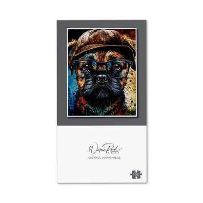 Border Terrier Dog Face Splashart Jigsaw Puzzle