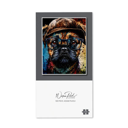 Border Terrier Dog Face Splashart Jigsaw Puzzle