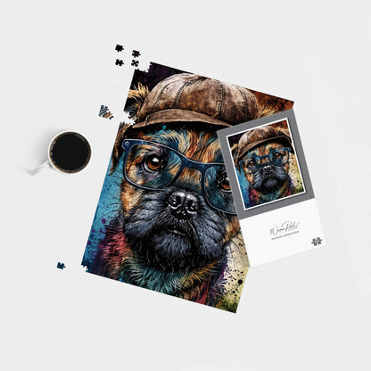 Border Terrier Dog Face Splashart Jigsaw Puzzle