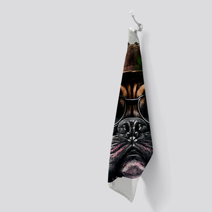 Boxer Dog With Glasses Splashart Tea Towel