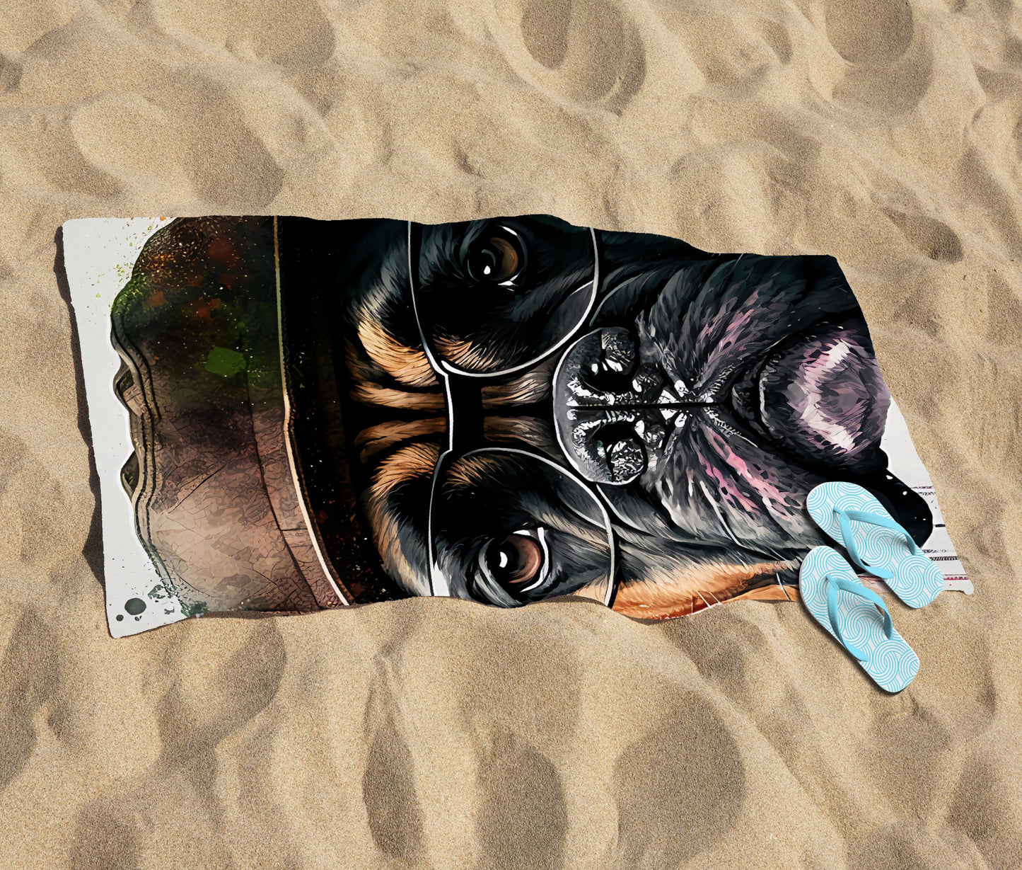 Boxer Dog With Glasses Splashart Beach Towel