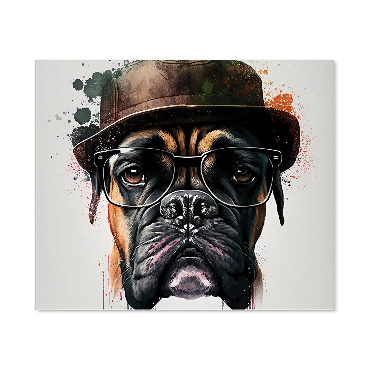 Boxer Dog With Glasses Splashart Kitchen Splashback