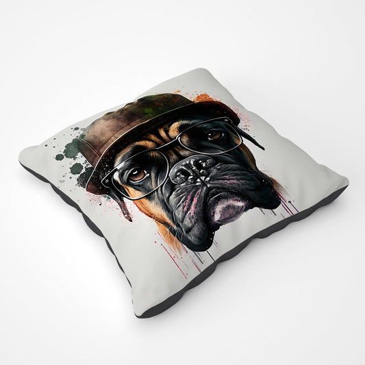Boxer Dog With Glasses Splashart Pet Bed