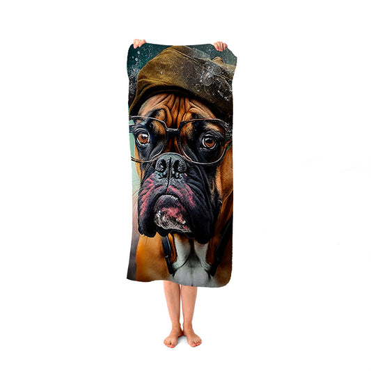Boxer Dog Splashart Beach Towel
