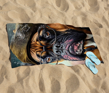 Boxer Dog Splashart Beach Towel