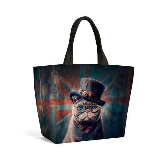 British Shorthair Cat Splashart Beach Shopper Tote Bag