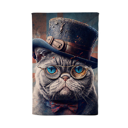 British Shorthair Cat Splashart Tea Towel