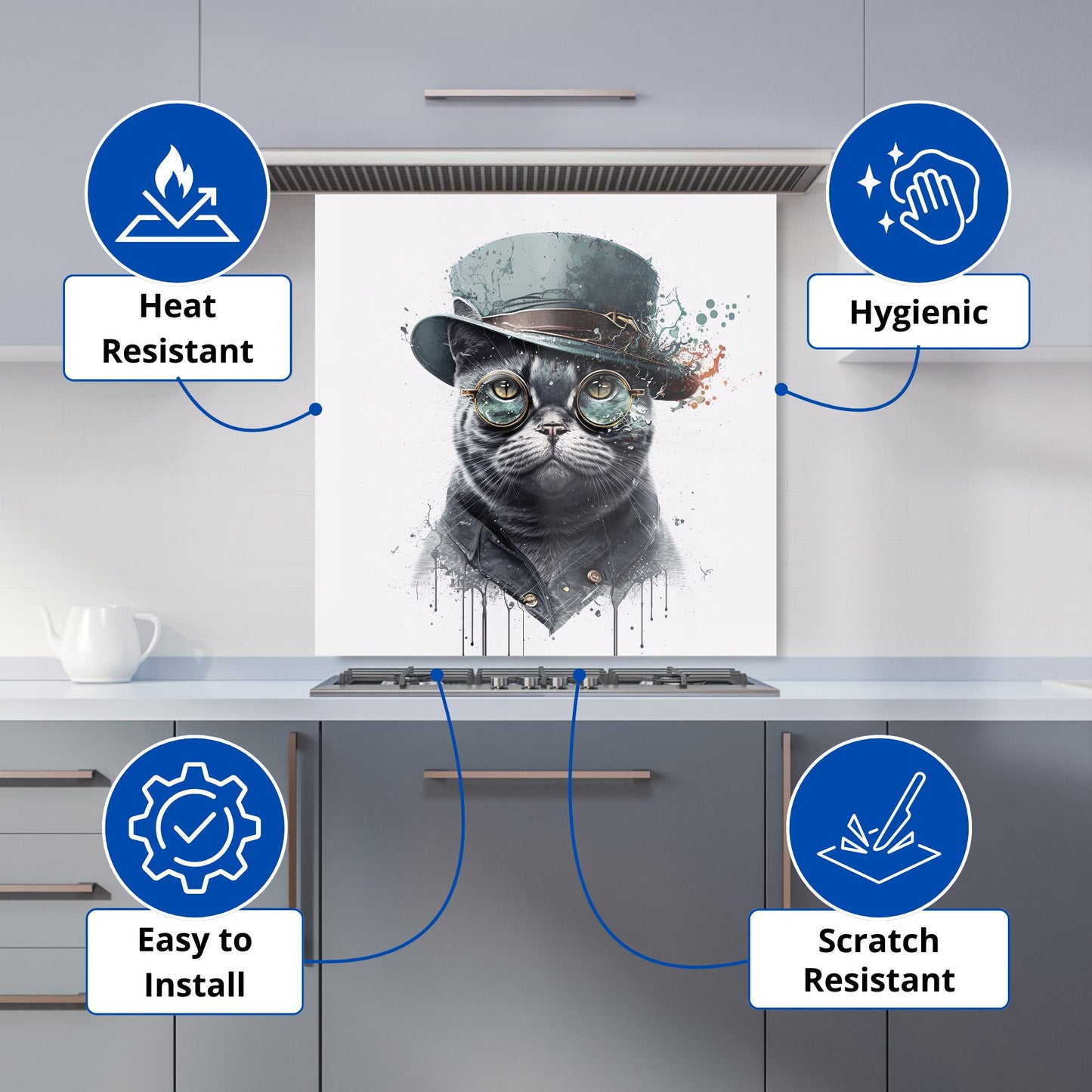 British Shorthair Cat Splashart Kitchen Splashback
