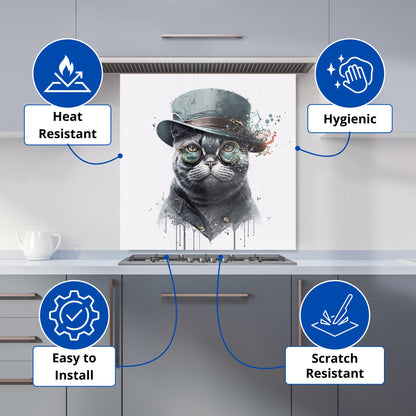 British Shorthair Cat Splashart Kitchen Splashback