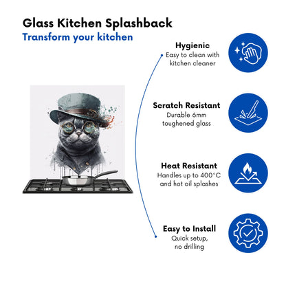 British Shorthair Cat Splashart Kitchen Splashback