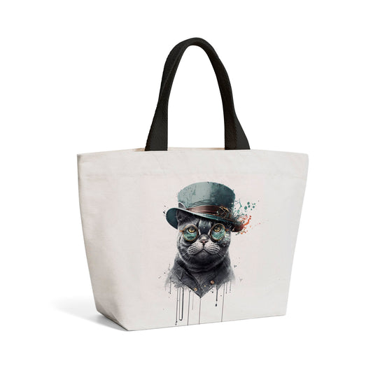 British Shorthair Cat Splashart Beach Shopper Tote Bag