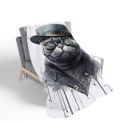 British Shorthair Cat Splashart Sherpa Blanket