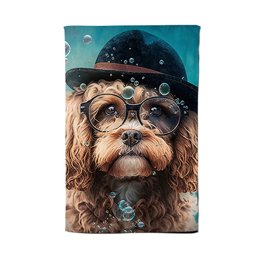 Cavapoo Dog Splashart Tea Towel