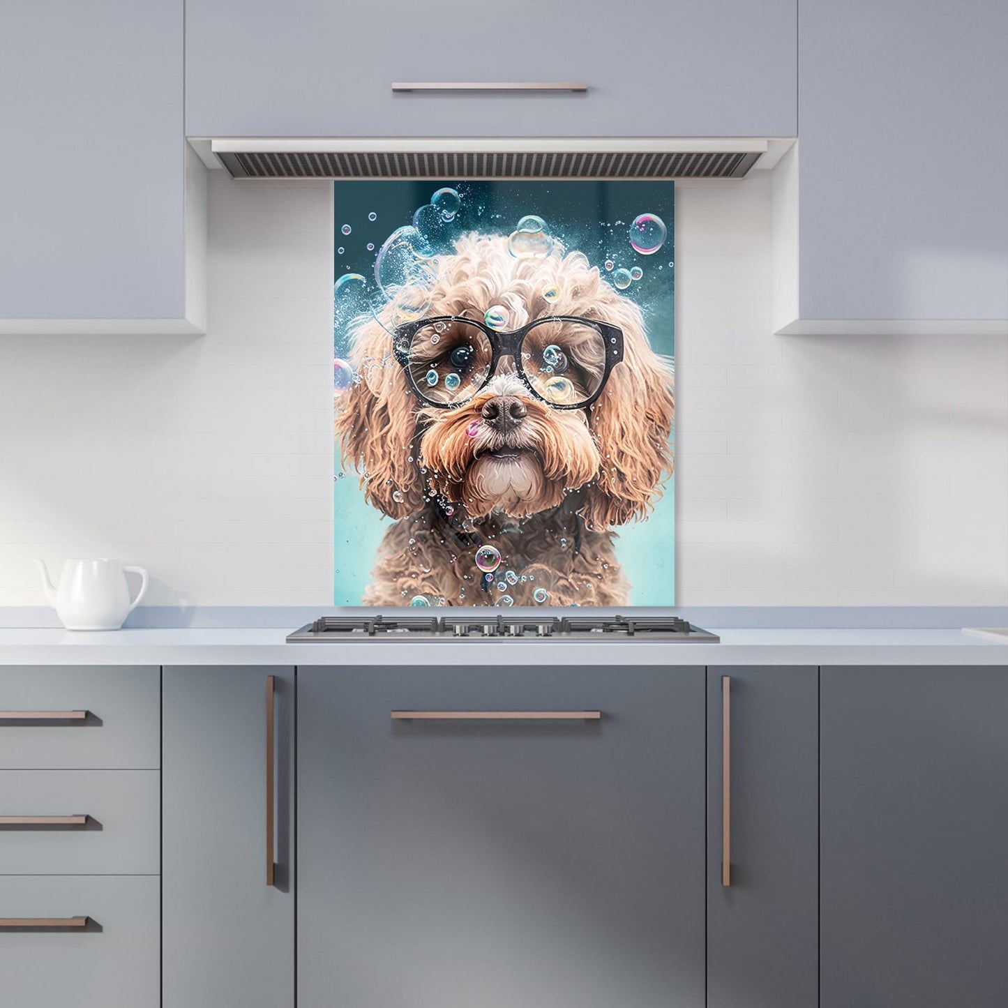 Cavapoo Dog With Glasses Splashart Kitchen Splashback