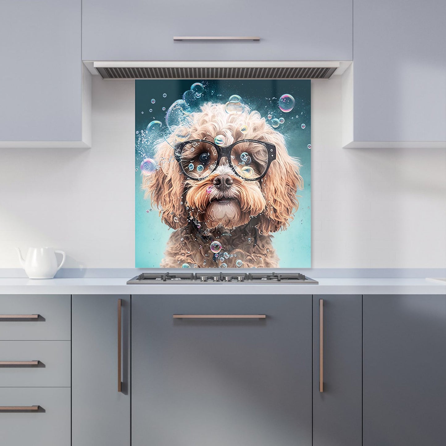 Cavapoo Dog With Glasses Splashart Kitchen Splashback