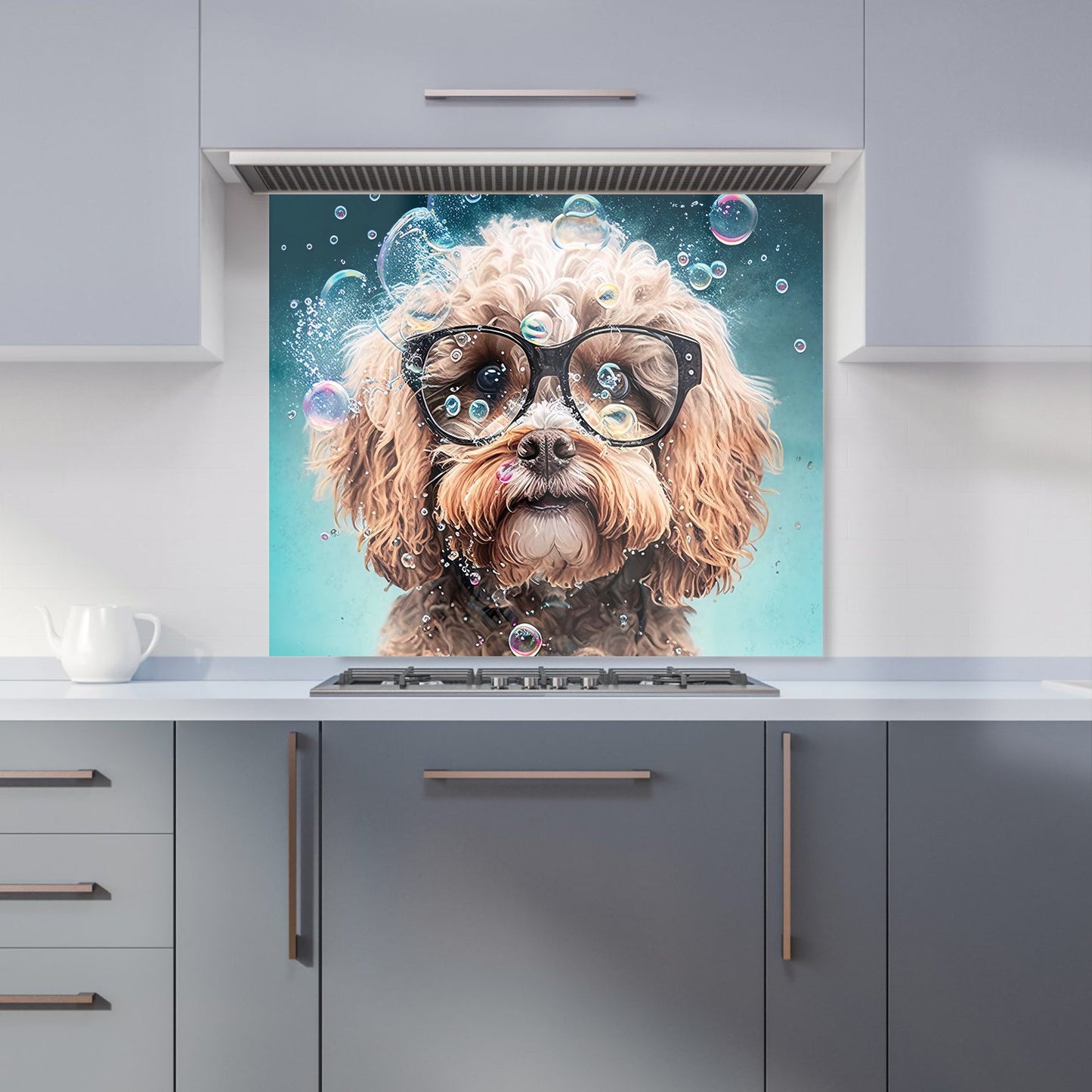 Cavapoo Dog With Glasses Splashart Kitchen Splashback