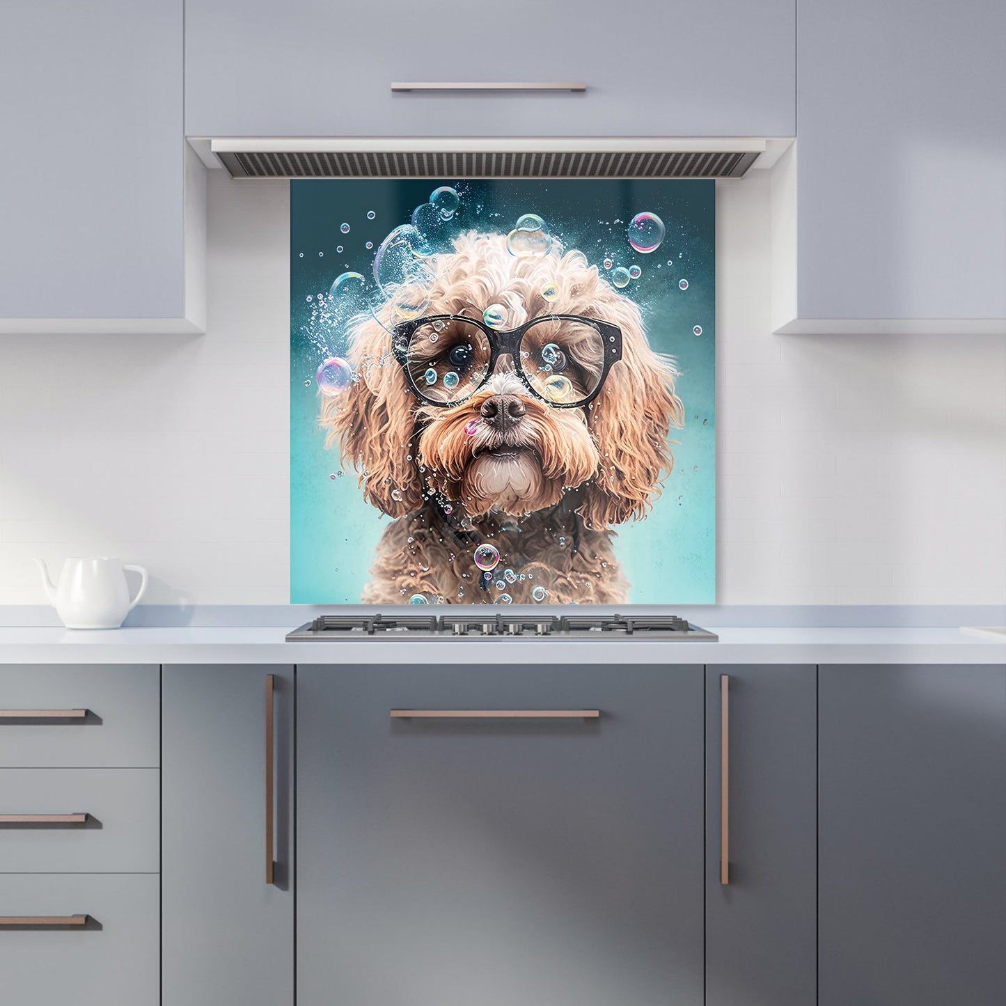Cavapoo Dog With Glasses Splashart Kitchen Splashback