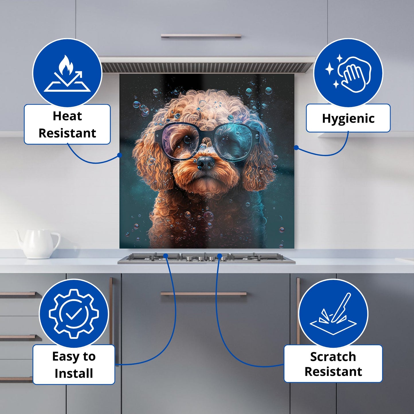 Cavapoo Dog Face Splashart Kitchen Splashback