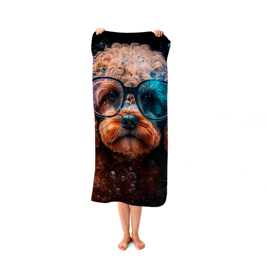 Cavapoo Dog Face Splashart Beach Towel