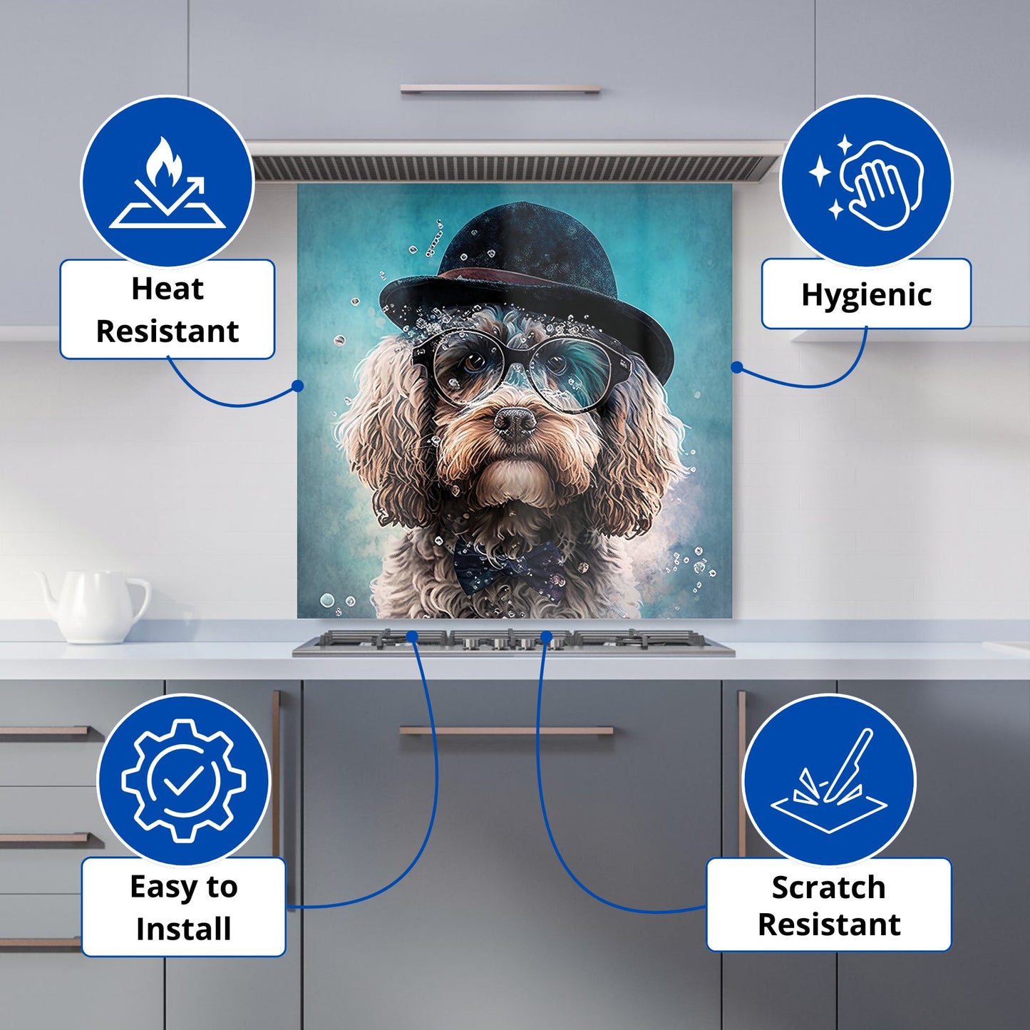 Cockapoo Dog Splashart Kitchen Splashback