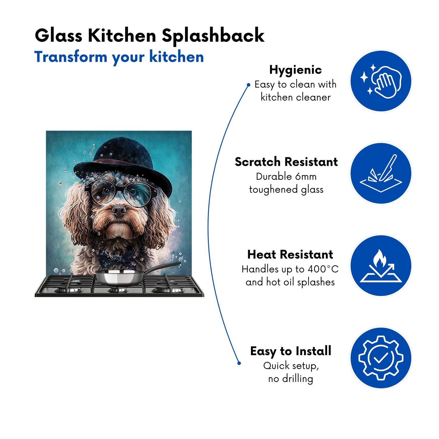 Cockapoo Dog Splashart Kitchen Splashback