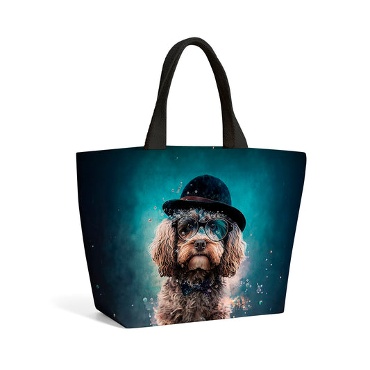 Cockapoo Dog Splashart Beach Shopper Tote Bag