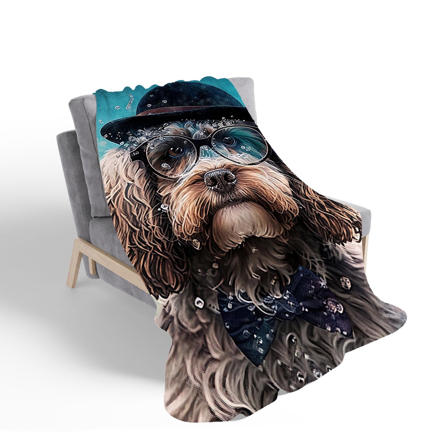 Cockapoo Dog Splashart Sherpa Blanket
