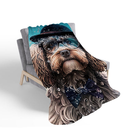 Cockapoo Dog Splashart Sherpa Blanket