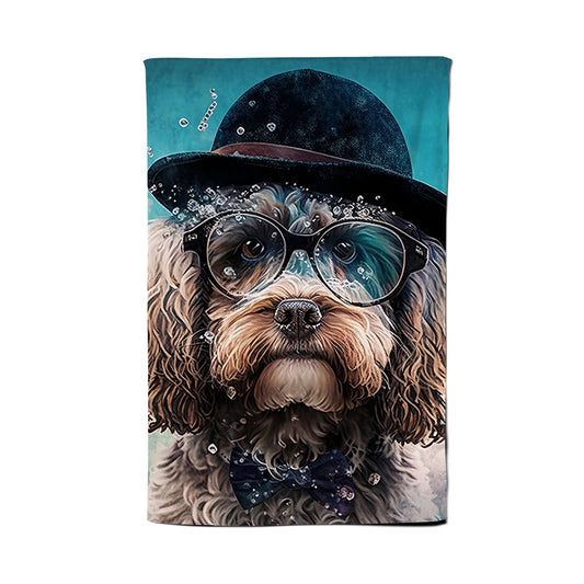 Cockapoo Dog Splashart Tea Towel