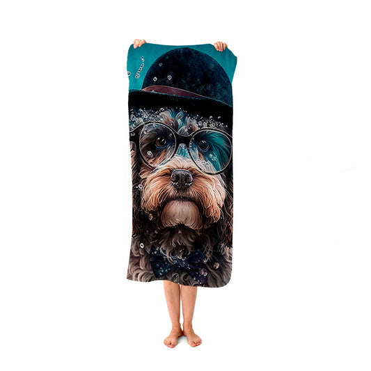 Cockapoo Dog Splashart Beach Towel
