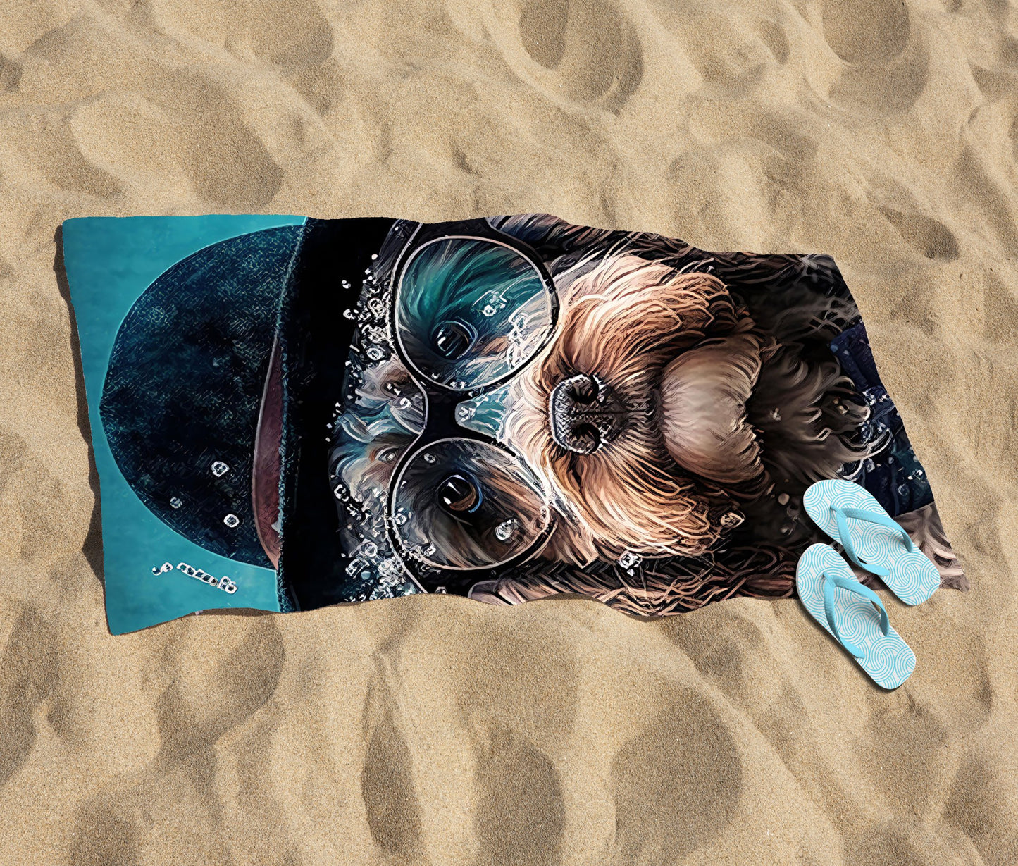 Cockapoo Dog Splashart Beach Towel