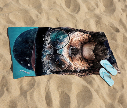 Cockapoo Dog Splashart Beach Towel
