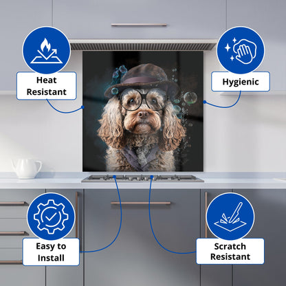 Cockapoo Dog With Glasses Splashart Kitchen Splashback