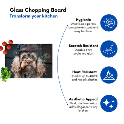 Cockapoo Dog With Glasses Splashart Chopping Board