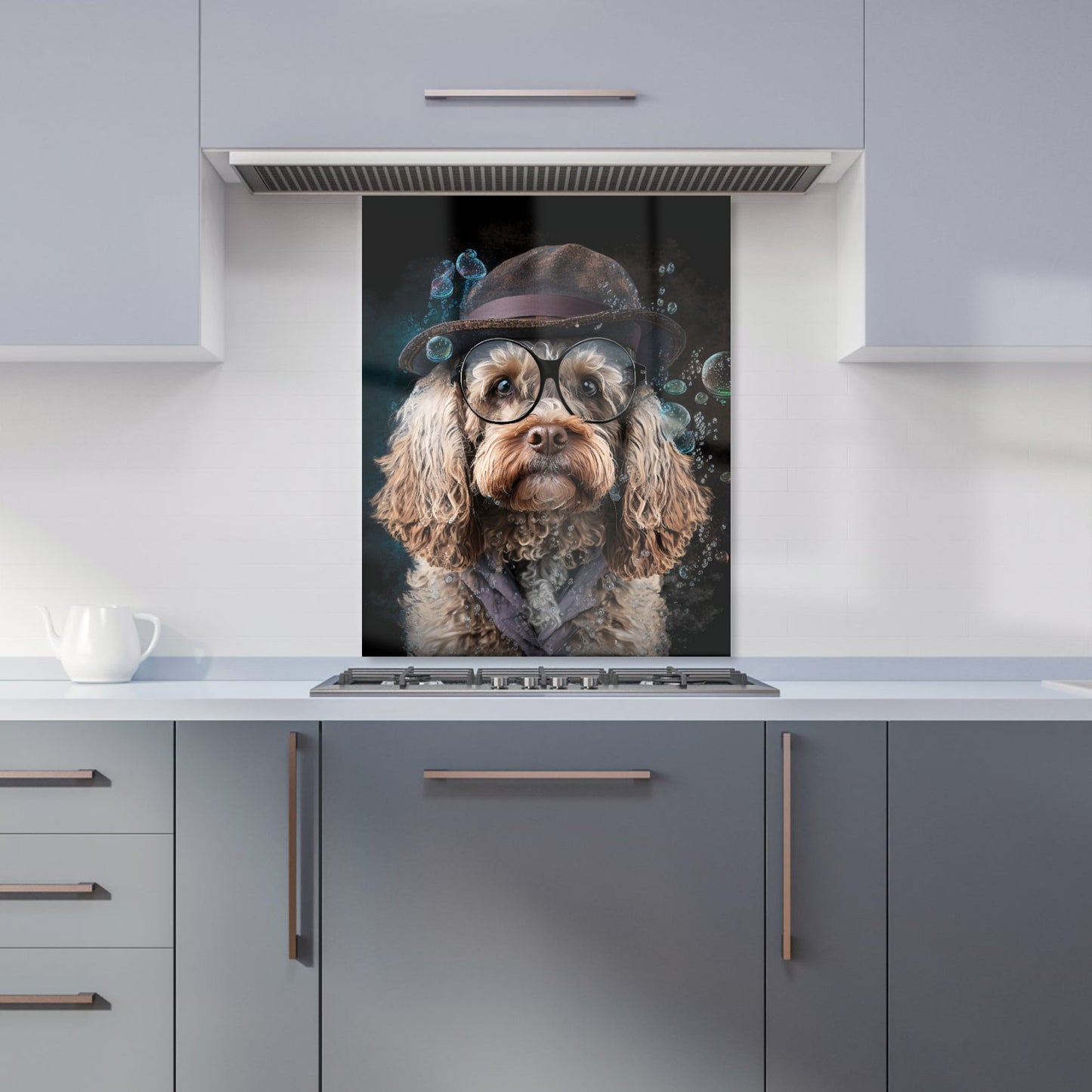 Cockapoo Dog With Glasses Splashart Kitchen Splashback