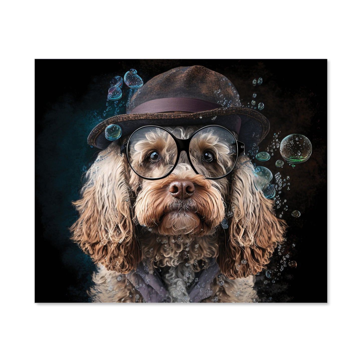 Cockapoo Dog With Glasses Splashart Kitchen Splashback