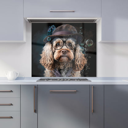 Cockapoo Dog With Glasses Splashart Kitchen Splashback