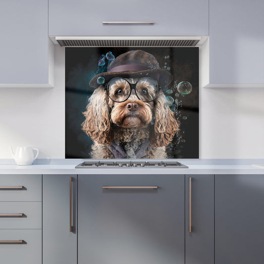 Cockapoo Dog With Glasses Splashart Kitchen Splashback